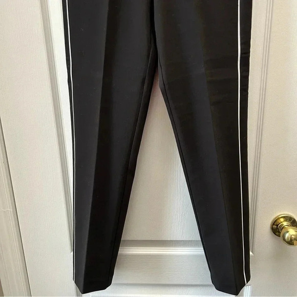 Zara Pants High Waisted Slim Side Stripe Ankle  Cropped Trousers Black Small - Picture 8 of 14